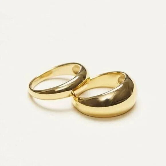 Chunky Gold Dome Ring Waterproof Non-Tarnish Statement Ring for Everyday Wear - Picture 12 of 14